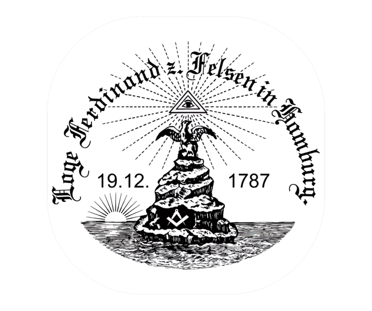 Logo der Loge Ferdinand zum Felsen Hamburg, mit Adler und Strahlenkranz, gegründet 1787.